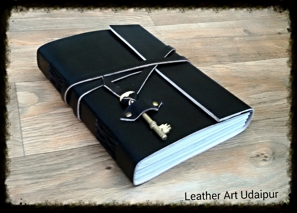 plain leather journal with key  : 