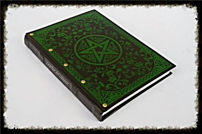 Art Leather Journal : Pentagram in two color embossed leather journal