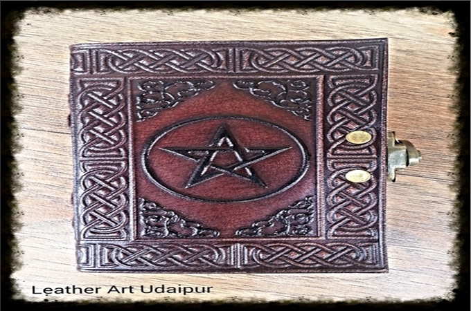Art Leather Journal : Pentagram with C Lock Leather Journal